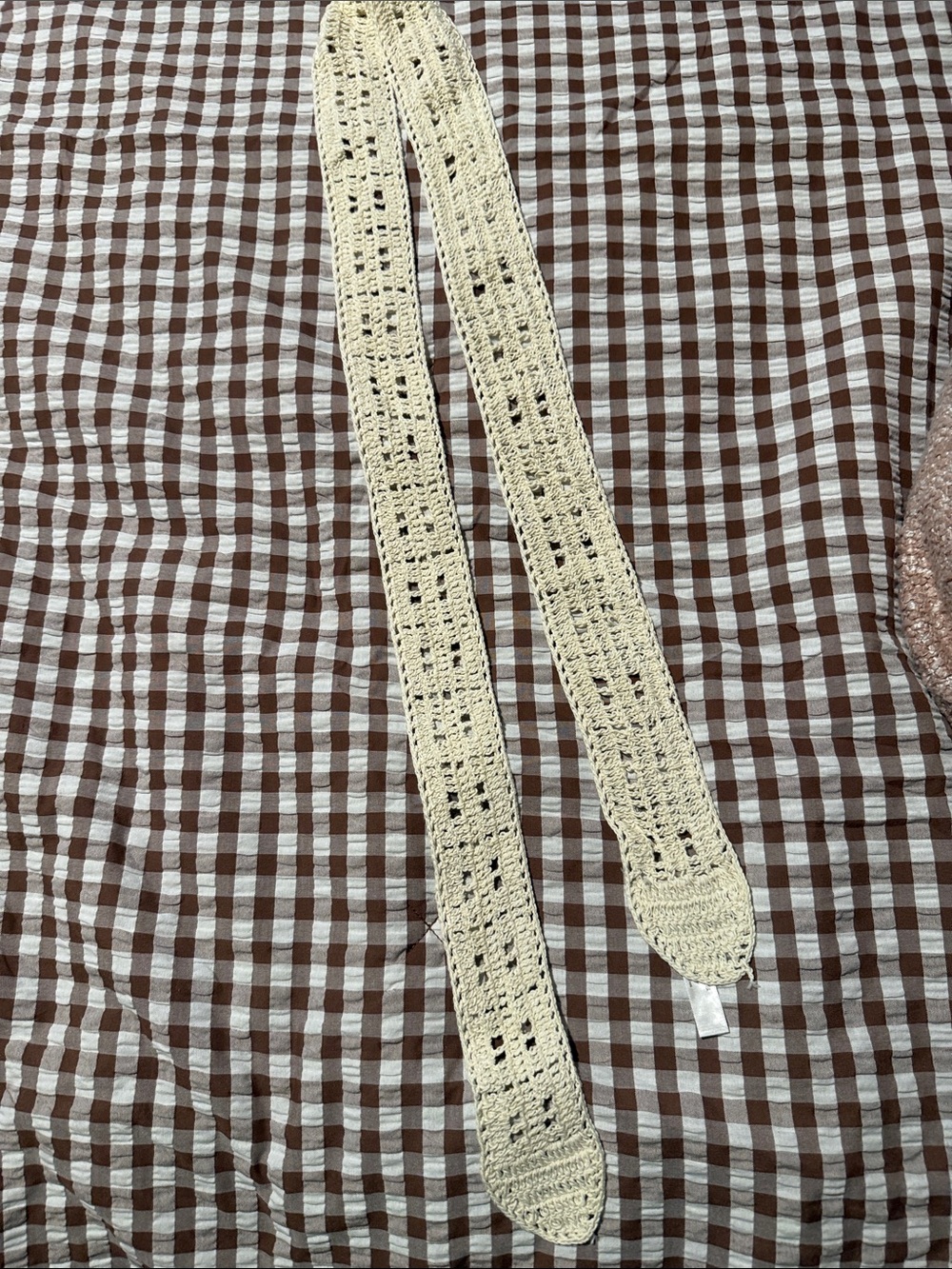 Free People Cream Crochet Tie Belt